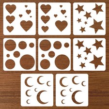 8Pcs Moon and Star Stencil, Small Reusable Plastic Art Craft Templates for Pa...
