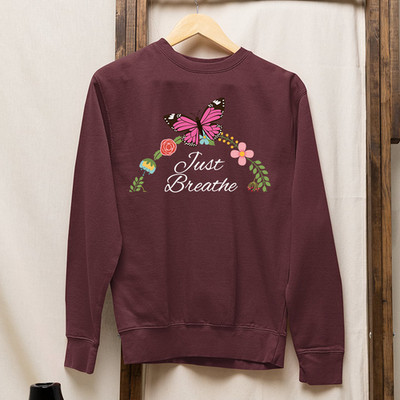 Just Breathe Schmetterling Sweatshirt Positive Vibes Entspannung Inspirierend Geschenk