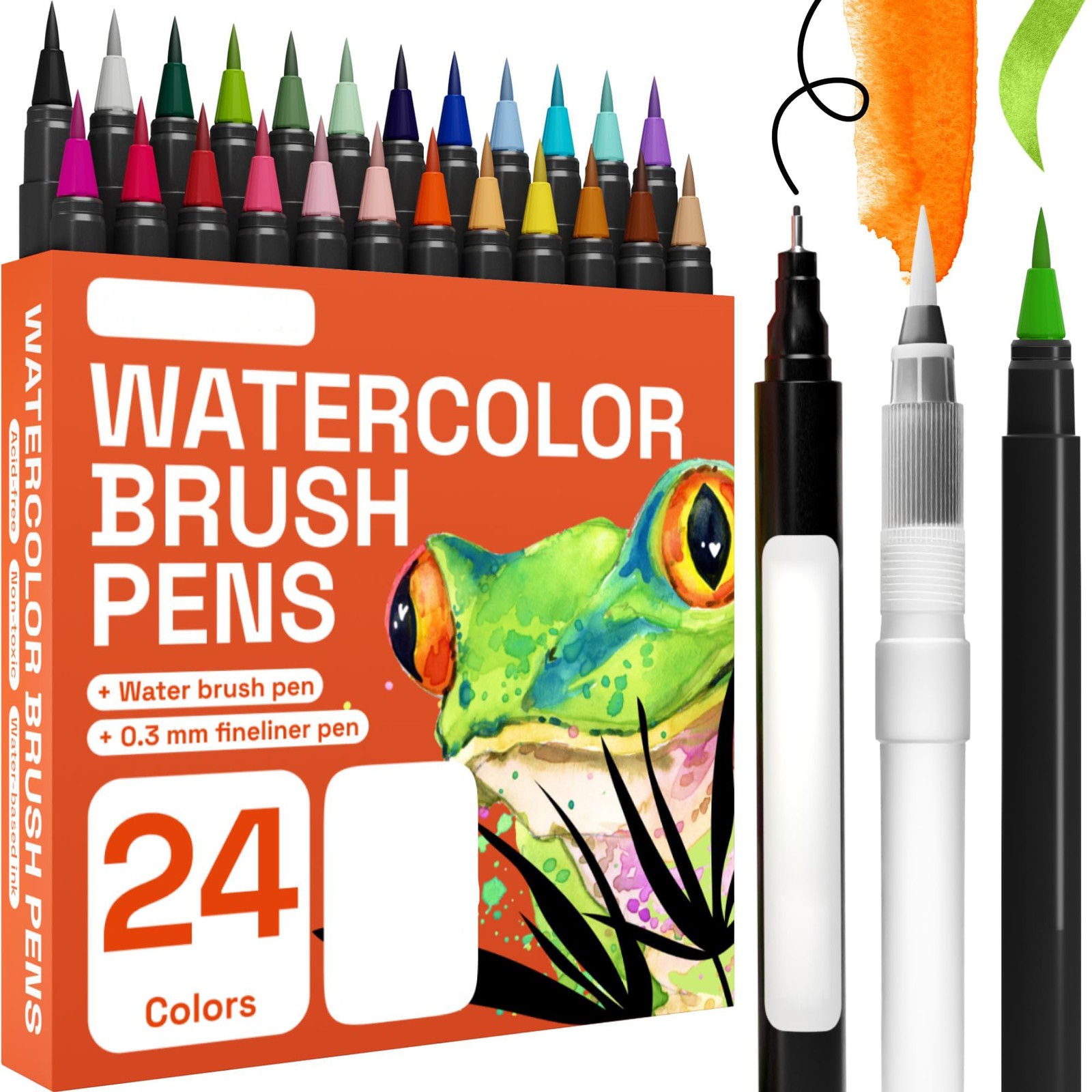 Watercolor Brush Markers, 24 Colors For Artists Beginners,Ma