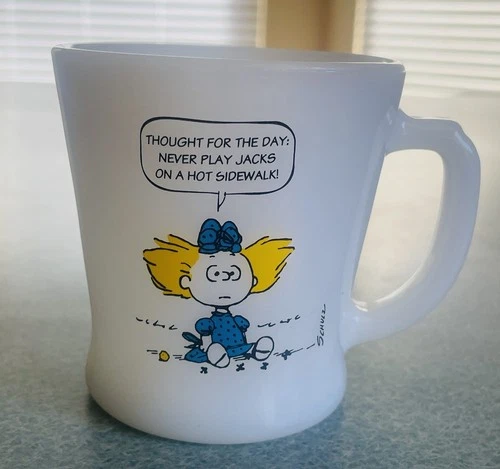 Vintage Anchor Hocking Fire-King Peanuts SALLY Milk Glass Coffee Mug~RARE