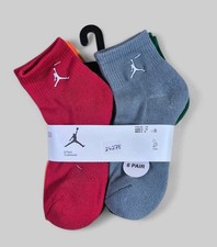 NIKE JORDAN Boys Socks Ankle Jumpman Basketball Cushion 6 Pair Shoe Size 5Y-7Y