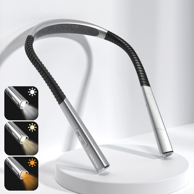 LED Flex Neck Reading Light Rechargeable Book w/Light 3 Colors 5 Brightness, USB