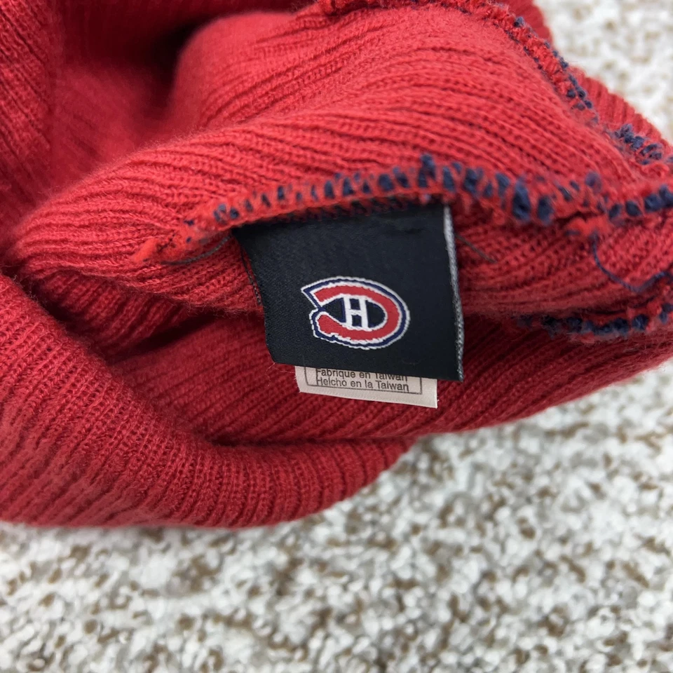 Montreal Canadiens Hat Beanie Mens One Size Red Gray NHL Hockey Adidas Knit - Image 4 of 4
