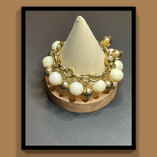 Bracciale Chaim Kate Spade tono oro con perline bianche e oro