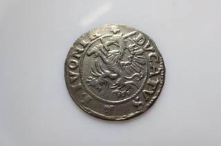 Poland medieval silver coin 1 schilling 1572 Sigismund August Livonia Dahlen