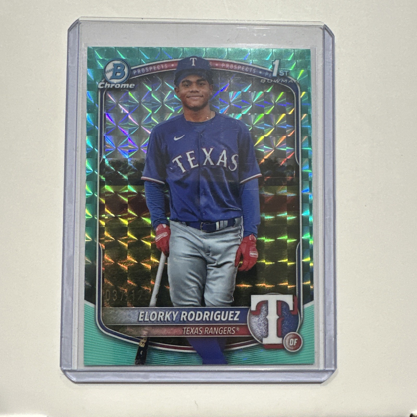 2025 Bowman Chrome - Elorky Rodriguez 1st Aqua Pulsar Refractor /125 - Rangers