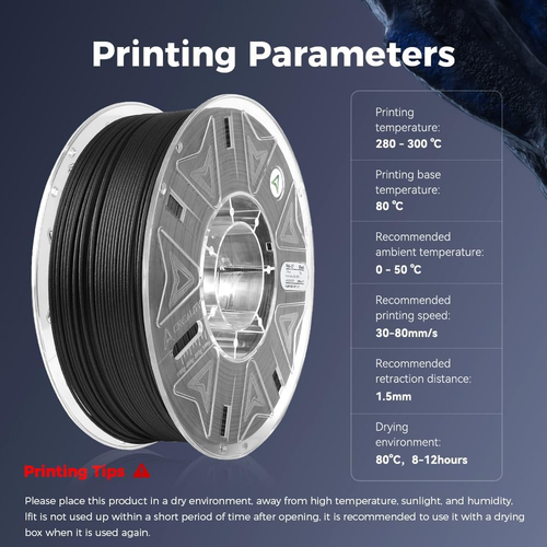 Pa6 Hyper PA6-CF Carbon Fiber Nylon Filament 1.75mm 1KG, 3D Printing ...
