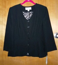 NWT SAG HARBOR Women 8 Career Church Lightweight 3/4 Sleeve Black Blazer Jacket