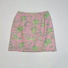 Vintage Lilly Pulitzer Skirt Womens 6 Pink Green Scuba Monkey Palm Beach Chic
