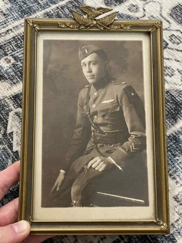 WW1 WWI Military US Army Air Service Pilot Portrait Picture Photo FRAMED 9x6 in