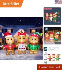 Multicolor Gingerbread Men Inflatable - Perfect for Christmas Lawn Displays