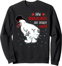 Funny Snowman How Snowflake Are Really Made Xmas Unisex Crewneck Sweatshirt