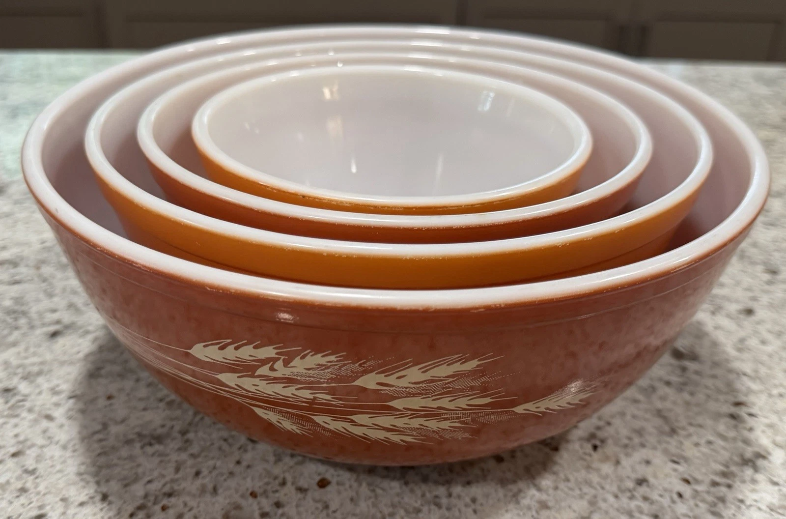 PYREX Set of 4 Autumn Harvest Wheat Cinderella Nesting Mixing Bowls 401-404
Opens in a new window or