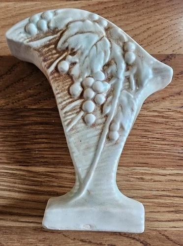 1940's Mccoy Grapes Vine Cornucopia Green & Brown Vase Planter
