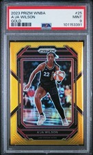 A'JA WILSON 2023 Panini Prizm WNBA True Gold /10 PSA 9 Card #25 SSP Aces