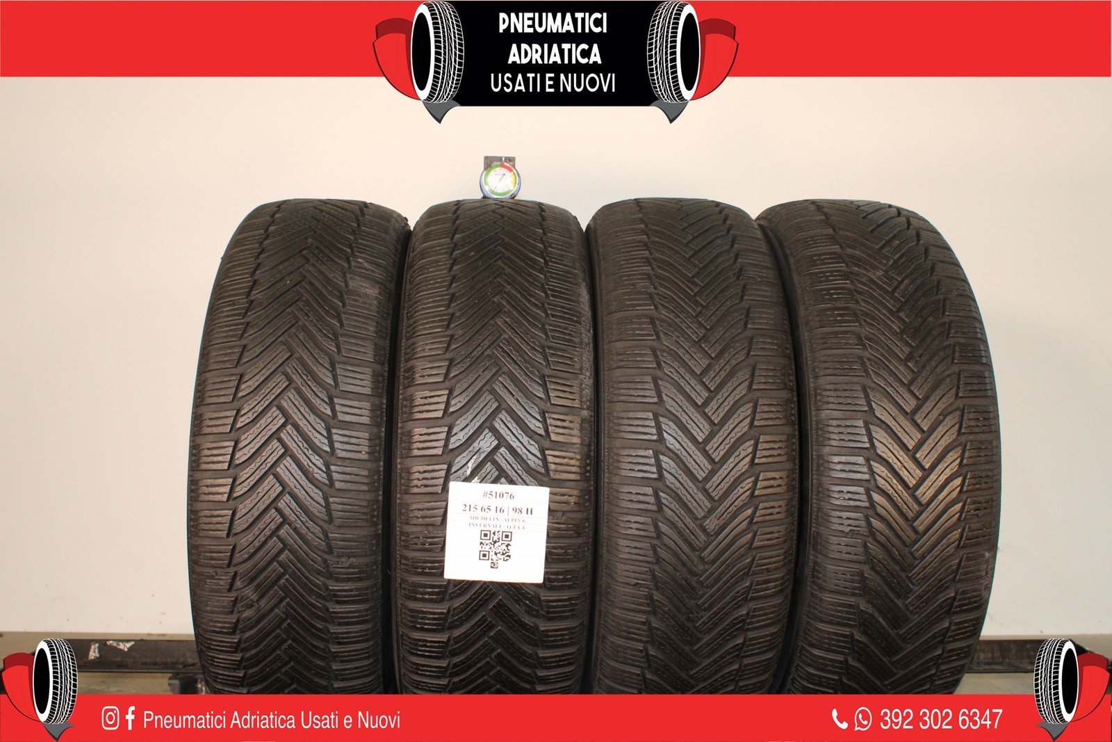 4 PNEUMATICI MICHELIN 215/65 R16 INVERNALI GOMME USATE 80% - ADRIATICA
