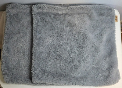 UGG Pillow Case Faux Fur Cover Sham Zippered Gray Set of 2