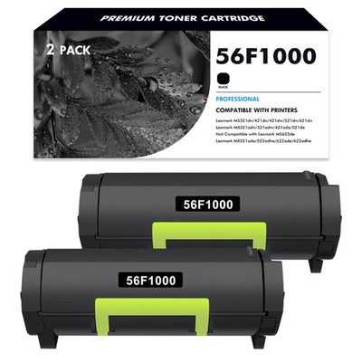 2PK 56F1000 Toner Cartridge Compatible for Lexmark 56F1000 for MS321dn MX321adn