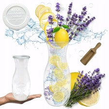 Caraffa in vetro da 1062 ml con coperchio in plastica + misurino, acqua, succo, vino