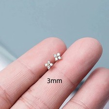 1 Pair 9ct Gold Cubic Zirconia Stud Earrings Small Tiny Elegant Floral UK