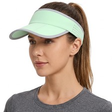Foldable Sports Sun Visor Hat - Adjustable One Size, Mint Green/Reflective