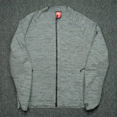 Nike Jacket Mens Large Gray Tech Knit Full Zip Pockets Sportswear *