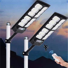 2PCS 3000W Commercial LED Solar Street Lights Outdoor Dusk to Dawn Bright Lamp