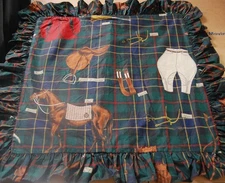 ralph lauren Equestrian Euro Pillow Shams vintage Polo Tartan plaid- EUC 1980's