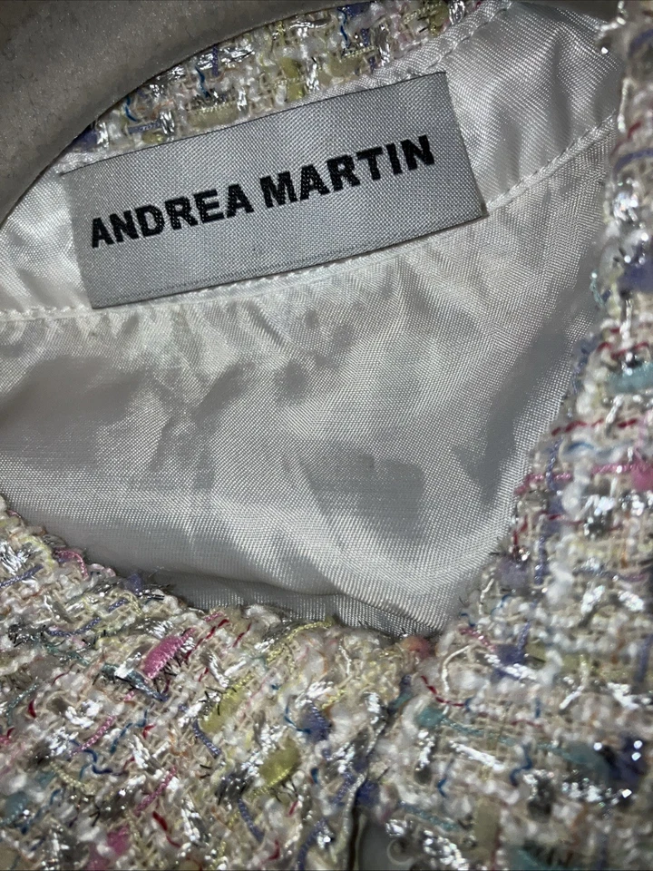 Andrea Martin Tweed Joint White Denim Shirt - Size:  S - Image 3 of 4
