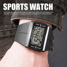Rubber Band Sports Watch 7 LED 50m Waterproof Week Date Display Outdoor Sports