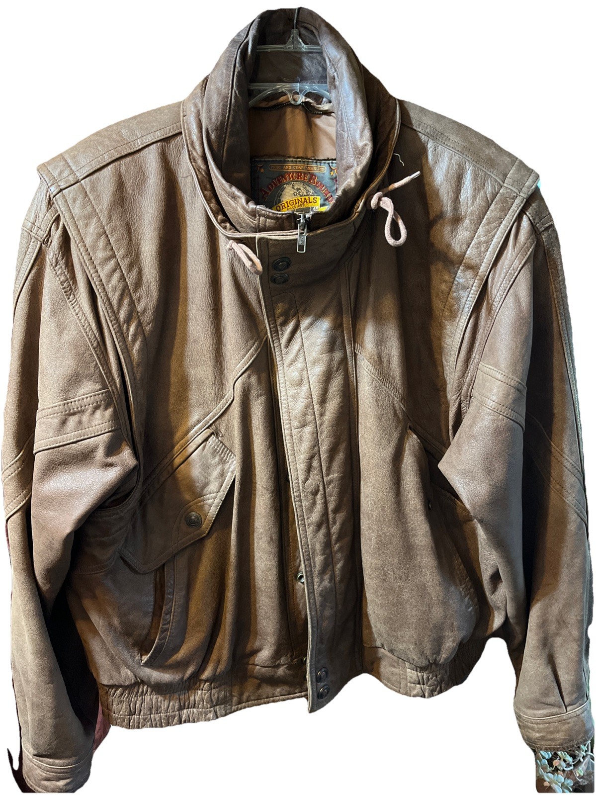 Vintage Wilsons Adventure Bound Brown Leather Bomber Flight Jacket Mens Sz XL