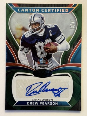 Drew Pearson 2025 Panini #CAN-DPE Canton Certified Signatures Green Etch /15