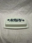 Vintage Pyrex Butter Dish Milk Glass Old Town Blue with Lid Onion Pattern