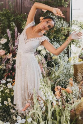 lace wedding dress with straps Romantic Spaghetti Straps Floral Lace Beach Wedding Dresses WD591 US12 / Custom Color main image 0
