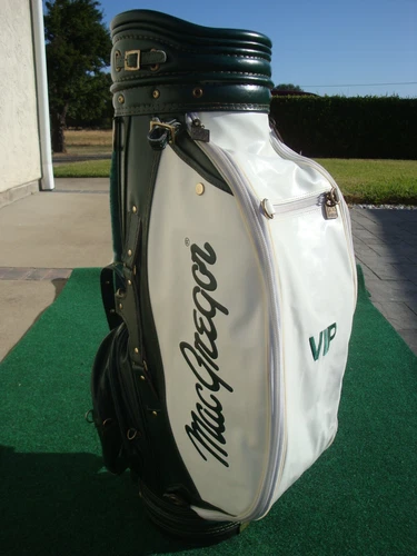 Vintage Macgregor "VIP" Pro Only Leather 9" Staff Golf Bag 3-Way & Rain Cover