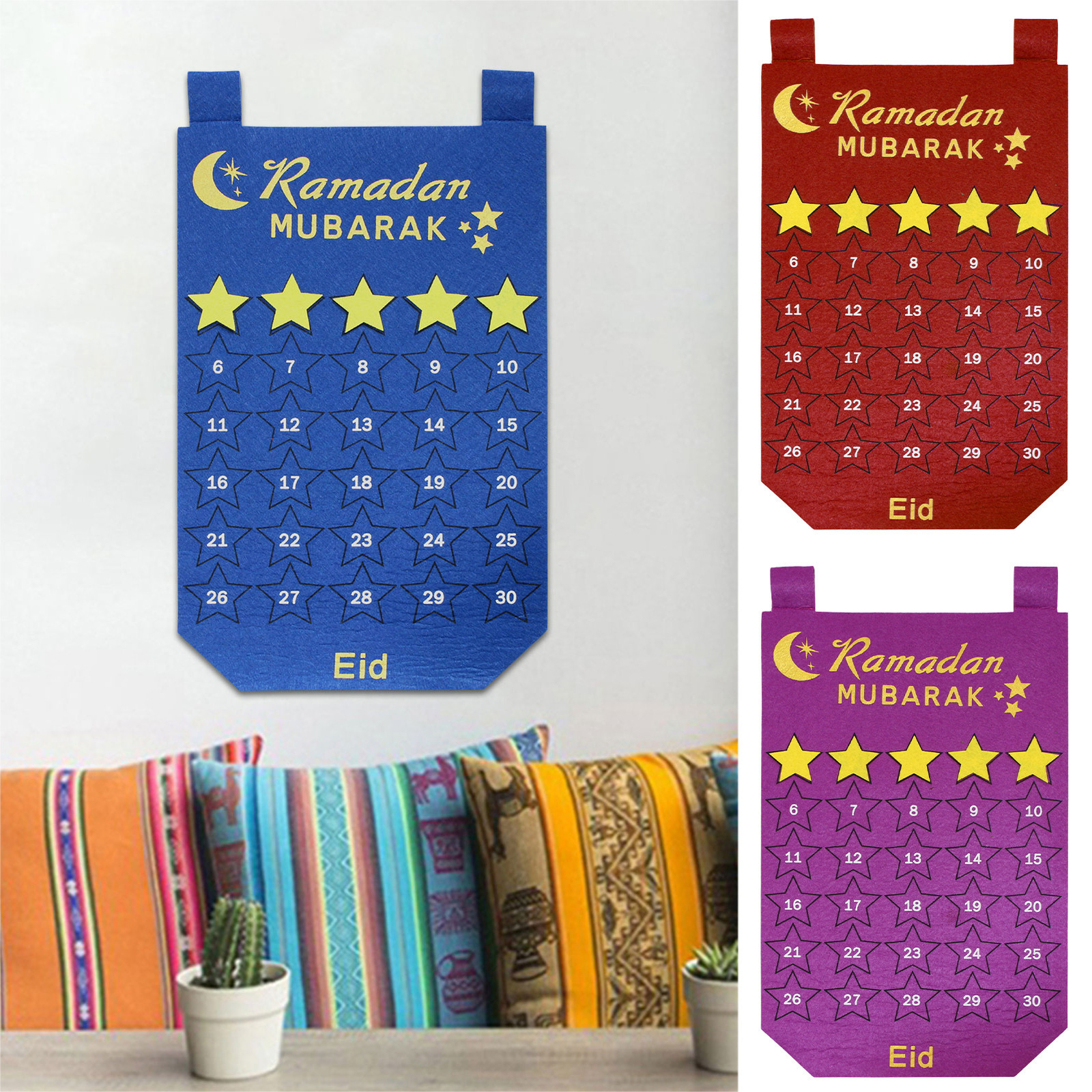 Home Ramadan Countdown Filzkalender Eid Mubarak Dekorationen für islamische
