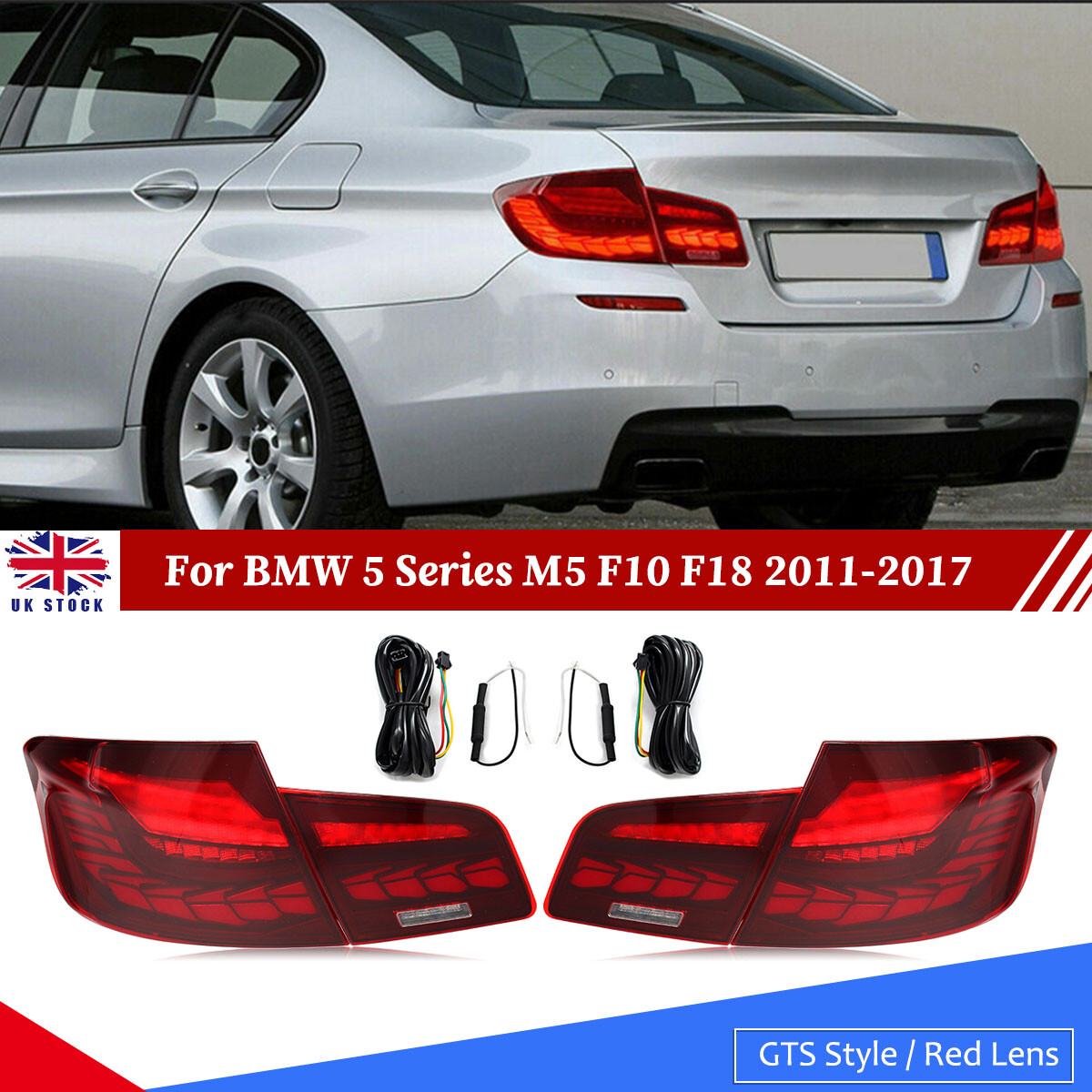 PAIR RED GTS LED TAIL LIGHTS LAMP ANIMATION FOR BMW 5 SERIES M5 F10 F18 2011-17