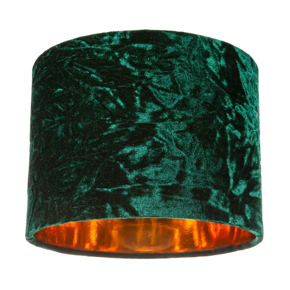 Modern Green Crushed Velvet 8"" Table/Pendant Lampshade with Shiny Copper Inne...