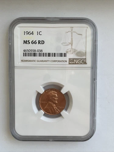 1964 1C RD  Lincoln Memorial One Cent  NGC MS66RD    
