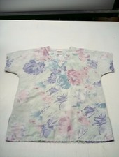 WOMEN'S SIZE SMALL V-NECK SHORT SLEEVE JASCO UNIFORM SCRUB TOP FLORAL