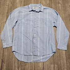 Vtg Levis Mens Long Sleeve Button Down Stripe Shirt Sz Large 80s Made In Taiwan