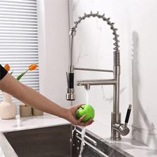 Silver Kitchen Faucet Kit 360 Rotation High Arch Single Handle Double Function