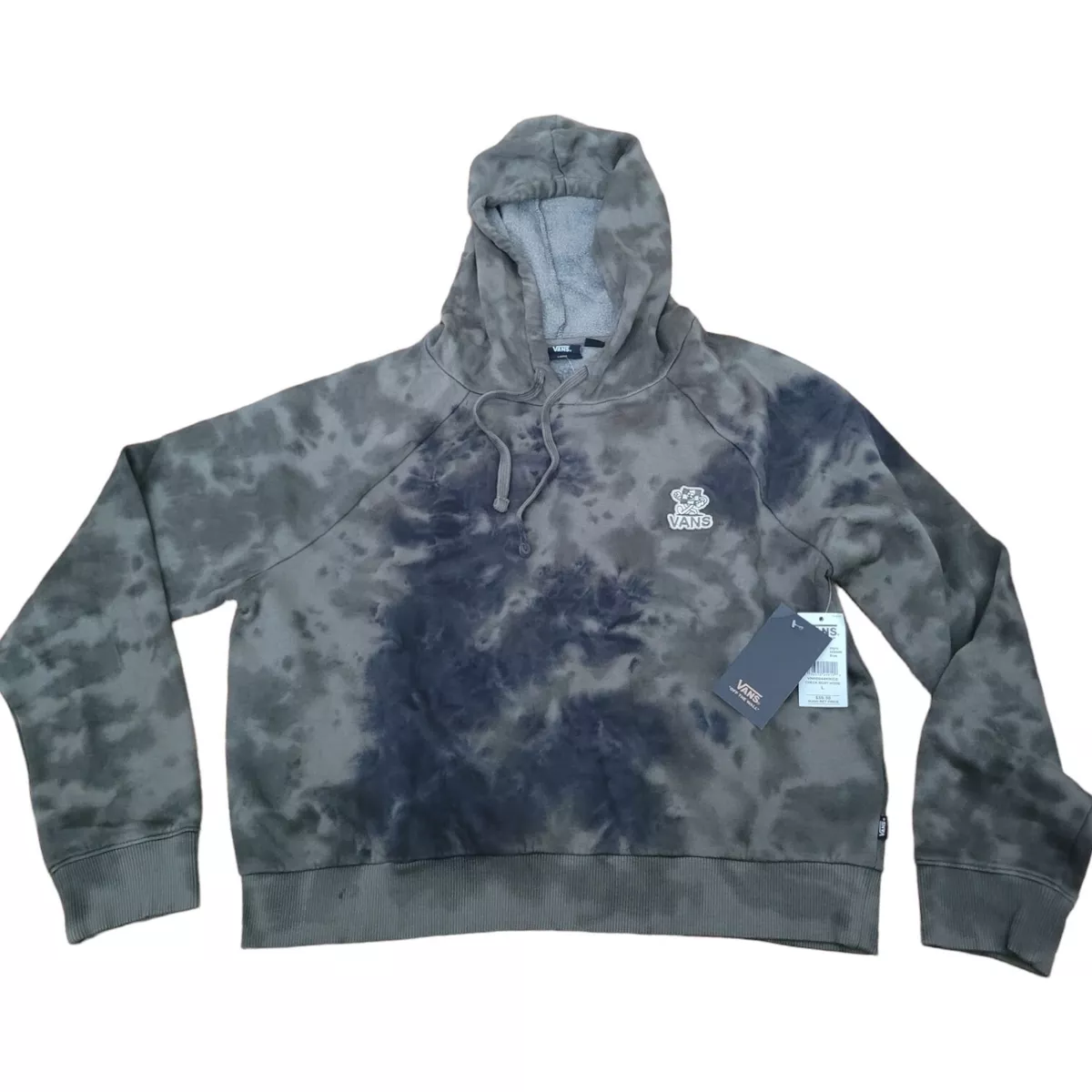 Vans Check Boxy Tie Dye Pullover Hoodie SZ L Skateboard Surfer Chick