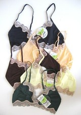 A165 Honeydew Intimates NEW 1640 Luxurious Crosses Dyed Lace Microfiber Bralette