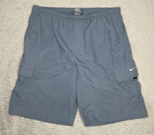 Vintage Y2K Nike Cargo Swimming Trunk Shorts Mens Large Light Blue Corner Swoosh