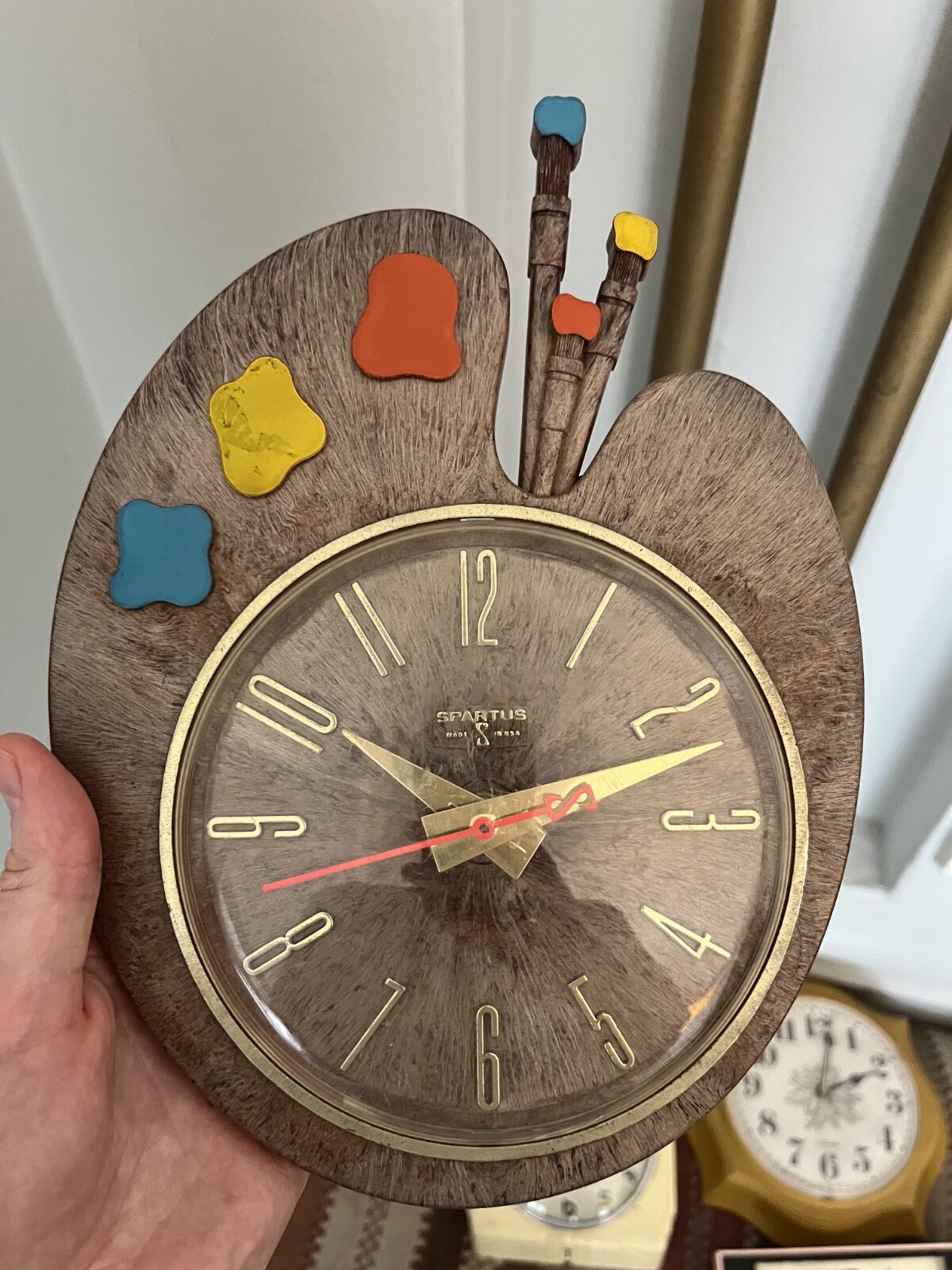 Vintage Spartus Wall Clock Movie Prop - Artist Palette Midcentury 60s - UNTESTED