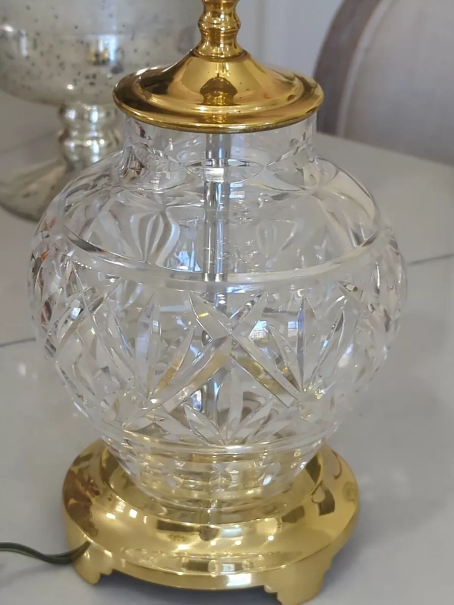 Waterford Crystal Kent Lamp w Shade Made In Ireland vtg glass