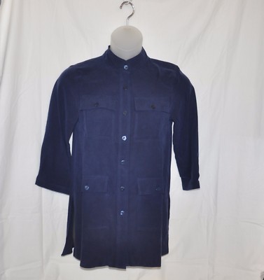 Linea by Louis Dell'Olio Stand Collar Tunic With Removable Belt Size L Navy