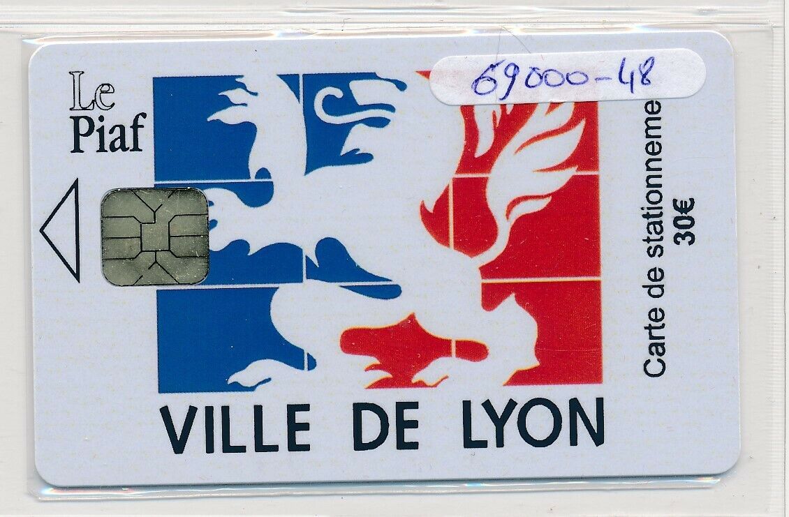 Lyon parking card piaf 69000-48. orga 3. 30 €. 04/08 ref b13