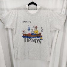 Vintage 90s Funny Fishing Rules #6 T-Shirt Size XL Single Stitch USA MADE